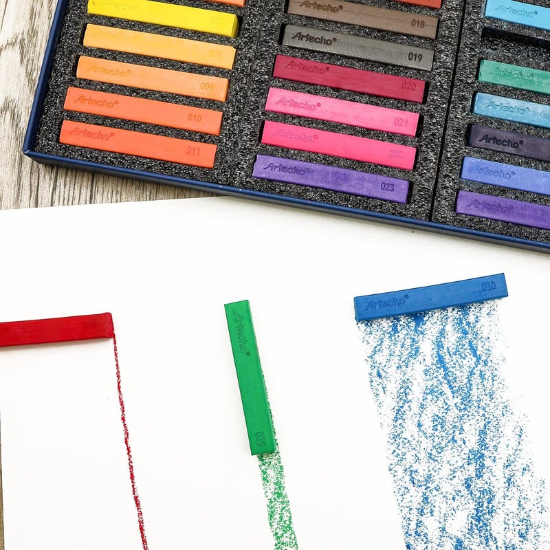 Artecho 48pcs Soft Pastels, 46 Colors Including 4 Fluorescent Colors, Extra Free Black & White, Square Chalk for Drawing, Blending, Layering, Shading, Pastels Art Supplies - Image 4